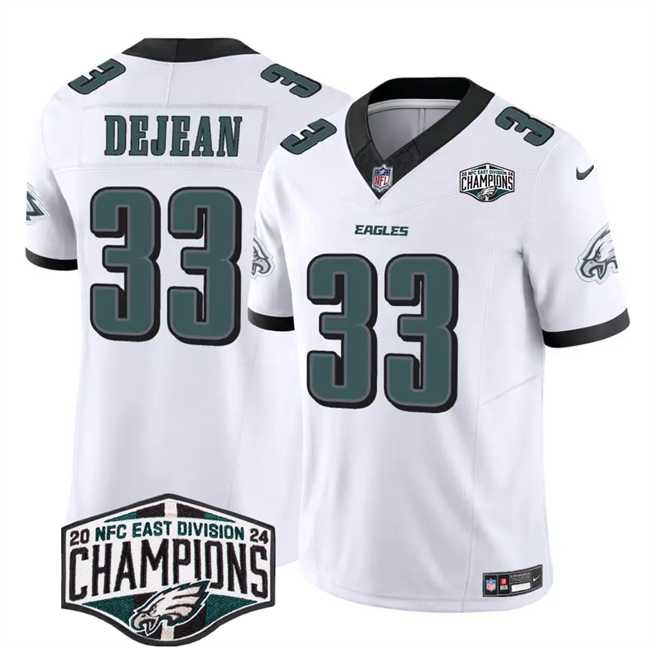 Men%27s Philadelphia Eagles #33 Cooper DeJean White 2024 New NFC East Champions F.U.S.E. Vapor Untouchable Limited Stitched Jersey
